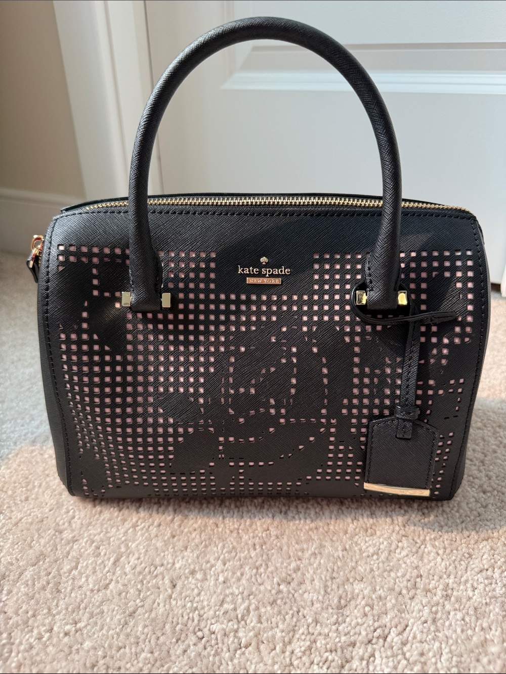 Kate Spade New York Cameron Street Perforated Rose Candace Satchel and Wallet - Picture 2 of 7